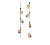 Set of 2 Rustic Vintage bell hangings for Home decor Wall decoration Garden - 5 handmade in a string Bell Chime Cow Cat Cattle bells Gifting