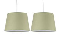 Set of 2 Sage Green 23cm Tapered Cylinder Pendant or Lamp Shades First Choice Lighting Green One Size