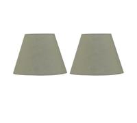 Set of 2 Sage Green Cotton 20cm Diameter Tapered Fabric Lamp Shades