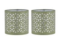 Set of 2 Sage Green Laser Cut 15.5cm Table Lamp Shades