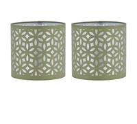 Set of 2 Sage Green Table Lamp Shades, Lampshades for Table Lamp or Bedside Light, Modern Cut Out Design, Diameter 15cm