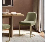 Set of 2 Sage Green Velvet Dining Chairs with Gold Legs - Callie