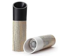 Set of 2 salt and pepper mills with black and white tall salt and pepper shakers with adjustable coarseness