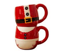 Set of 2 Santa & Mrs Claus Stackable Mugs 11.5cm
