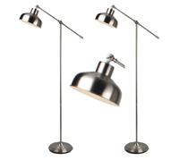firstchoicelighting Pair of Satin Nickel Lever Arm Floor Lamps or Reading Lights Classic Styled Floor Lights Adjustable LED Compatible