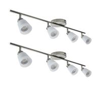Set of 2 Satin Nickel with Frosted Glass Shades 4 Way Adjustable Ceiling Spot Lights, Modern Home Lighting, LED Compatible