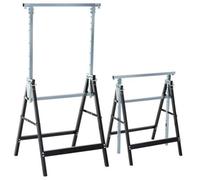 Set Of 2 Saw Horses Telescopic Builders Work Bench Folding Black