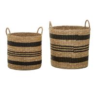 Set of 2 Seagrass Baskets with Black Stripes, Striped Storage Baskets, Distinctive Decorative Baskets Premier Housewares Natural One Size
