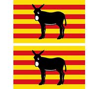 Set of 2 Self-Adhesive Sticker Donkey Car Motorcycle Flag Catalan Flag Catalonia