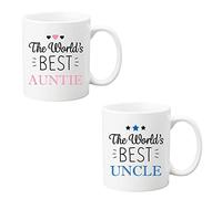 Set of 2 Sentimental Keepsake World’s Best Auntie & Uncle Ceramic Mug Cup Gift from Niece Nephew
