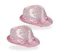 Set of 2 Sequin Hats Costume Hats with LED Party Hats New Year's Eve Glittery