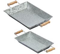 Set of 2 Serving Tray Candle Holder Decorative Display Tray Metal Vintage 42cm