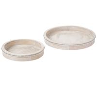 Beliani Set Of 2 Serving Trays Mansoura Mango Wood Light Brown