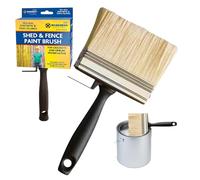 Set Of 2 Shed & Fence Paint Brushes - For Decorating & Painting | Professional, Long Lasting Hand Tool | Includes Clip To Hang Brush When Not In Use - Heavy Duty