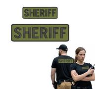 Set of 2 Sheriff Embroidery Patches 3x8 and 2x6 Inches - Armed Security Officer Patch - Green Embroidery Patches for Jacket Hat Backpack - Patch for Women and Man - Tactical Accessory for Uniforms