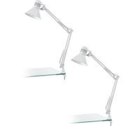 Loops 2 PACK Table Desk Lamp Colour Shiny White Moveable In Line Switch E27 1x40W Loops White