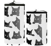 Set of 2 Shoe Bags, Washing Bags for Washing Machines, Shoe Cleaning Bag, Shoe Cleaning Bag, Cartoon Cat, Black, 1 Size, Modern, Slim Cat, Cartoon Cat, Black, 1 Size, Fashion/Perfect Fit, Cartoon Cat,