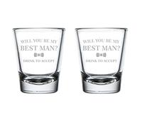 Set of 2 Shot Glasses 1.75oz Shot Glass Gift Drink To Accept Will You Be My Best Man Proposal Funny