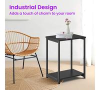Set of 2 Side Tables, 2-Tier Sofa Side Tables, Bedside Tables for Living Room, Classic Black