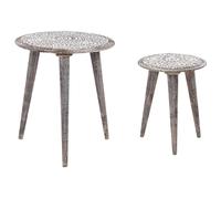 Beliani Set of 2 Side Tables BARJU Mango Wood White, White