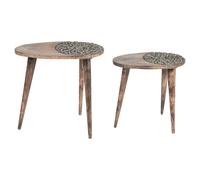 Set of 2 Side Tables KHETUA Mango Wood Brown