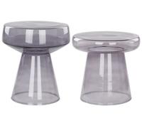 Set of 2 Side Tables LAGUNA/CALDERA Glass Grey