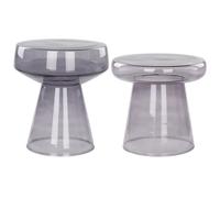 Set of 2 Side Tables LAGUNA/CALDERA Glass Grey