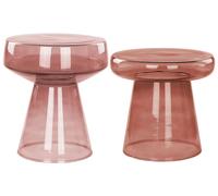 Set of 2 Side Tables LAGUNA/CALDERA Glass Red