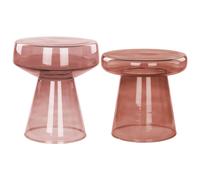 Set of 2 Side Tables LAGUNA/CALDERA Glass Red