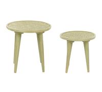 Beliani Set Of 2 Side Tables Maharo Mango Wood Light Green