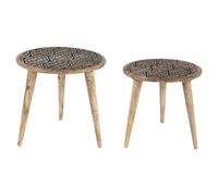 Set of 2 Side Tables SHARMA Mango Wood Brown/ Black