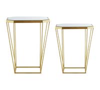 Set of 2 Side Tables SIERRA Glass Gold