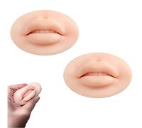 Set of 2 Silicone Makeup Practice Lips - 3D Soft Lip Models for Tattoo Training, Ideal for Semi-Permanent Makeup Supplies (Beige-2PCS)