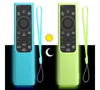 Set of 2 Silicone Protective Cases for Samsung Remote Control BN59-01357/BN59-01385/BN59-01388A/01388H/01388L/BN59-01393C Non-Slip Remote Control Case with Night Glow Function (Green + Blue)