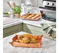 Set of 2 Silicone Snap-On Baking Trays - Reusable 4-Sided Flexible Non-Stick Baking & Roasting Tin Liners with Corner Poppers, Kitchen Cooking Accessories - Each Measures L40 x W30cm