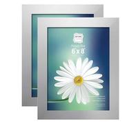 Set of 2 - Silver Frame 6"x 8" Glass Front Wood Picture Frames Certificate Frame Portrait Landscape Wall Mountable/Tabletop Photo Frame Picture Display Art Wall Gallery Home Office Decor