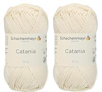 [ Set of 2 Skeins ] SMC Catania Originals 100% Mercerized Cotton Yarn, Total 3.52 Oz. Each 1.76 Oz (50g) / 136 Yrds (125 m) Amigurumi Yarn Fine-Sport 2 (130 Cream)