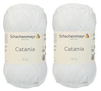 [ Set of 2 Skeins ] SMC Catania Originals 100% Mercerized Cotton Yarn, Total 3.52 Oz. Each 1.76 Oz (50g) / 136 Yrds (125 m) Amigurumi Yarn Fine-Sport 2 (106 White)