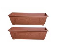 Whitefurze 2 X 60Cm Slim Plastic Venetian Window Box Trough Planter Pot Terracotta Colour