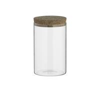 Set of 2 Small Monochrome Glass Storage Jars with Cork Lid glass