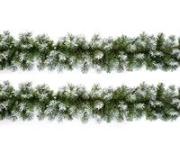 Set of 2 - snow tipped christmas garland decoration - premier artificial green tree garland - stair fireplace garland - christmas decoration - 270cm 2.7m x 20cm