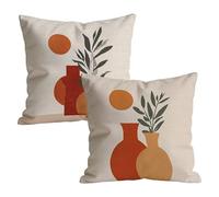 Set of 2 Soft Linen Cushion Covers 45x45cm Nordic Simple Decorative Square Pillowcases with Hidden Zipper, Summer Home Decoration Sofa Cushion Covers for Home Living Room Garden Patio 18x18in t9n-156