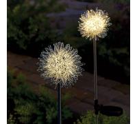 Set Of 2 Solar Fuzzy Dandelion Stake Lights