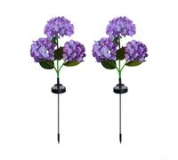 Set Of 2 Solar Powered Hydrangea Garden Lights Featuring Vibrant Led Beads And Smart Sensor For Patio Balcony Park Decor Blue Purple 72cm Height(Purple)