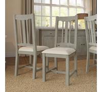 2x Solid Reclaimed Pine Limewashed Dining Chairs FWStyle Grey One Size