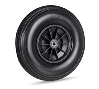 Set of 2 Solid Rubber Wheelbarrow Wheels Adaptor 4.00-6 PU Non-Flat Black