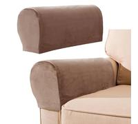 Set of 2 Spandex Armrest Covers, Armchair Slipcovers, Soft Skin-friendly Velvet Couch Arm Covers, Stretch Arm Caps for Square/Curved/Sloping Couch Armrests (Brown)