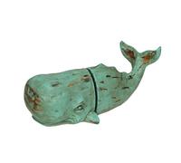 Set of 2 Sperm Whale Decorative Bookends, 10 Inch Verdigris Resin