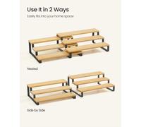 SONGMICS Spice Rack, Set of 2 Cabinet Shelf Organisers, 3-Tier Extendable Spice