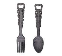 Set of 2 (Spoon&Fork) Cast Iron Beer Bottle Opener Kitchen Barware,Rust Brown